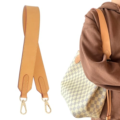 Image of Genuine Vachetta Leather Shoulder Bag Strap Replacement for Neverful Tote Bag(BEESWAX-Width:1.5in&Length:26in)