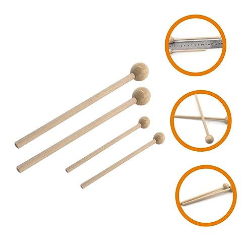 2 pares de baquetas de madera con cabeza redonda para práctica de batería y percusión para Steel Tongue Drum, Glockenspiel, Xilófono y más miniatura 3