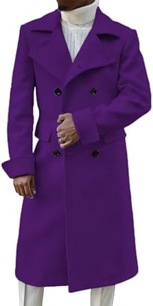 Men's Wool Overcoat Double Breasted Classic Wide Notch Lapel Trench Coat Warm Overcoat ASDF13 ASDF13