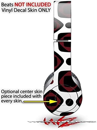 Skin Decal Wrap Works with Original Beats Solo HD Headphones Red and Black Squared Skin Only (Headphones NOT Included)