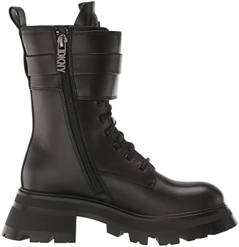 DKNY Women's Lace-up Lug Sole Combat Boot Fashion, Black, 11 | Image 5