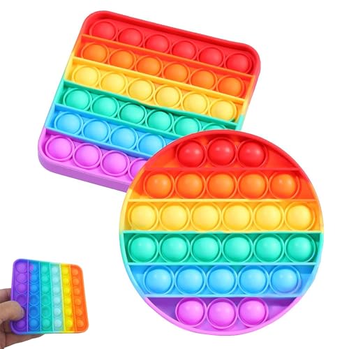 Set di 2 giocattoli antistress, push and pop, arcobaleno, per bambini e adulti...