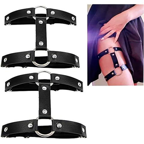 Hxiu Garter Thigh Harness Leg Garter Leg Harness Thigh Garter Harness Thigh Garter Belt for Girls,2 Packs(Black) Cover