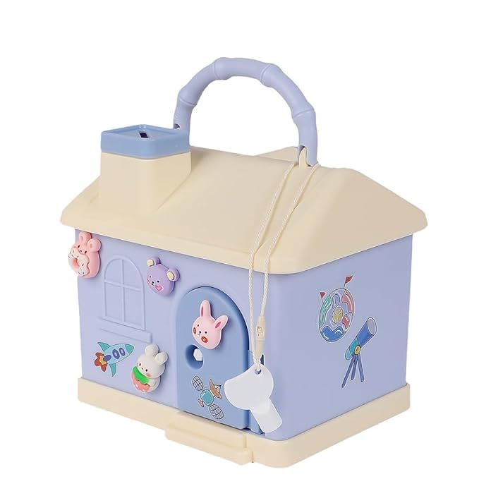 House Shape Money Piggy Bank for Kids – Fun House Shaped Coin Collection Box with Bright Blue & Cream and Playful Stickers, Easy-to-Use Savings Storage for Age 2 and Up, Durable Plastic (Blue) (B0DGQV2TSZ) Amazon Price History, Amazon Price Tracker