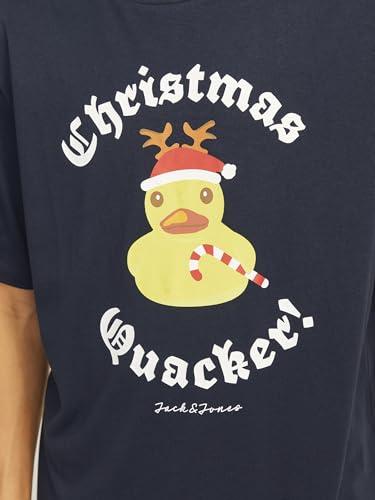 JACK&JONES Herren JJXMAS Funny Tee SS Crew Neck T-Shirt, Sky Captain, S – Ansicht 6