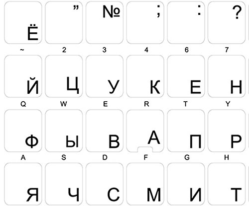 Russian + English Keyboard Stickers – White On Black – Aussie Stock, 2 Sheets