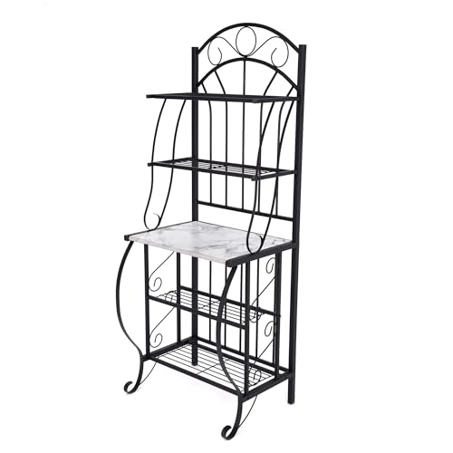 Boraam Valencia Bakers Rack with Faux Marble Shelf