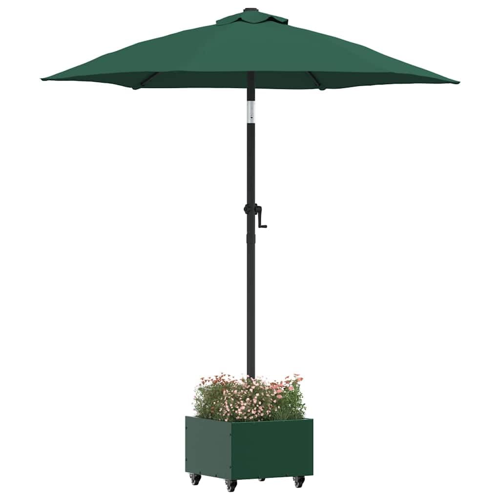 Supporto per ombrellone verde, 45 x 45 x 45 cm, in acciaio, resistente, arrotolabile, stabile, resistente alle intemperie, per giardino, terrazza, balcone, campeggio, attività all'aperto