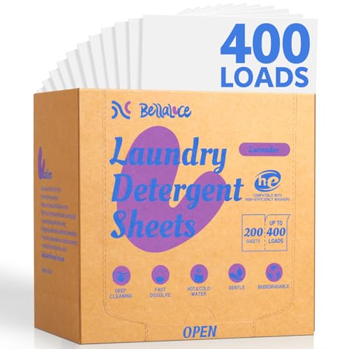 BellaLuce Laundry Detergent Sheets - Laundry Sheets, 400 Loads, Eco-Friendly, Plastic-Free, Lavender Scent, Space Saving, Fast Dissolve & Hypoallergenic
