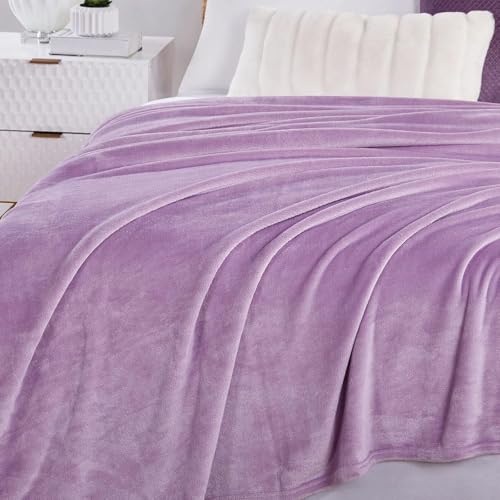 Image of Harleen Blankets, 250 GSM Super Soft Flannel Cozy Blankets for Single Bed, Washable Lightweight Blanket for Couch Sofa Bed Office, Warm Plush Blankets for All Season (Lavender Color, Double)