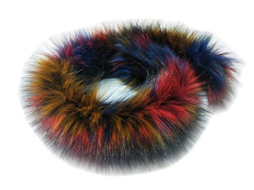Modelshow Faux Fur Collar Scarf Wrap Detachable Hood Trim Replacement for Coat Sweater Jacket (colorful 02)
