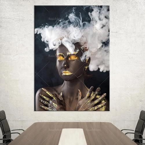 Peintures féminines noires sur toile KEBIA 80x110 cm décoration murale moderne sans cadre