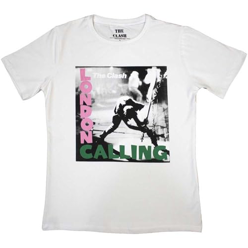 Rock Off officially licensed products The Clash London Calling Womens Skinny Fit T Shirt S White