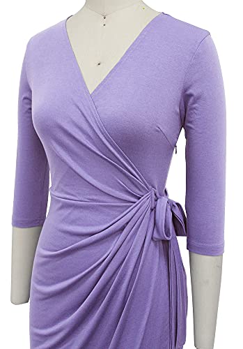 Image of Berydress Women's 3 /4 Sleeve V Neck Casual Party Work Faux Black Wrap Dress