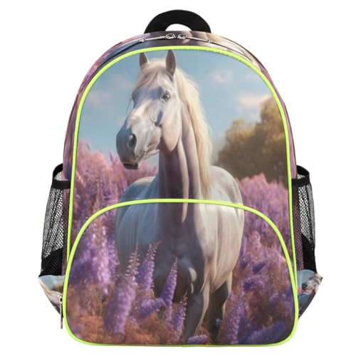 Sac à dos décontracté fleurs de lavande et cheval avec bretelles confortables