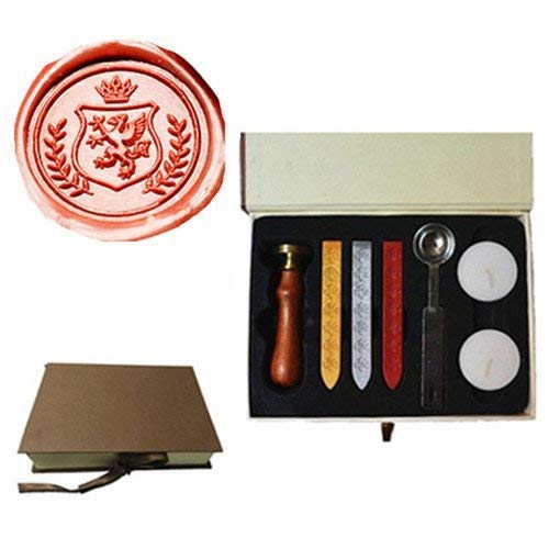 MNYR Heraldic Dragon Griffin - Sello de cera con cuchara derretida, palillo de cera para velas, juego de caja de libros, invitación de Navidad,