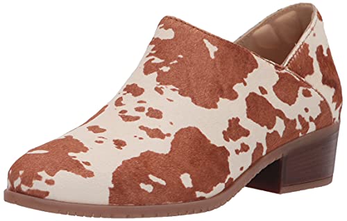 Hush Puppies Tamanco feminino Sienna Shootie, Couro com estampa de vaca, 8.5 Wide