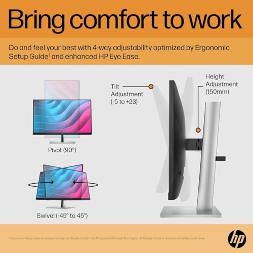 Image of HP Monitor 24 Inch E24 G5, 24 Inch Monitor 1920x1080 Resolution, 16:9 Widescreen, HDMI & VGA Ports, Energy-Efficient Design, with High Speed HDMI Cable, Ideal for Home & Office Use