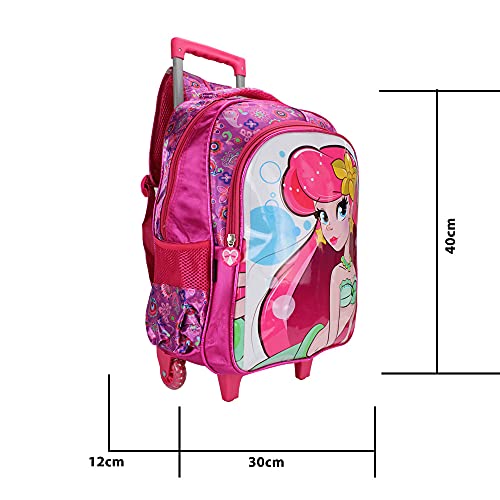 Mochila Escolar Infantil Menina Princesa Sereia Rodinhas (Rosa)