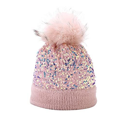 Gorro de invierno para mujer, gorro de punto cálido con lentejuelas, protección auditiva, para exteriores para días fríos, PK2, Talla única