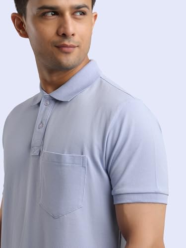 Image of Rupa Bumchums Men Super Combed Cotton Solid Half Sleeve Club Collar Polo Regular Fit T-Shirt with Chest Pocket