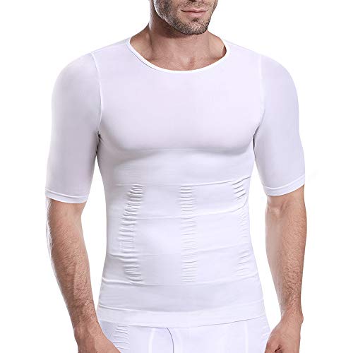 HÖTER Men's Slimming Light Compression Crew Neck Shirt - Short Sleeve Body Shaper