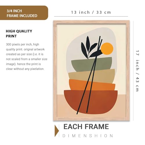 Image of kotart Aesthetic Boho Art Home Decoration | Boho Paintings With Frame For Living Room Bed Room Hotel Wall Decor Digital Reprint Set of 9 (13X17 inch)
