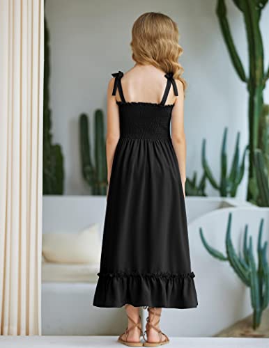 Image of Arshiner Girls Summer Dress Boho Beach Casual Smocked Maxi Dresses