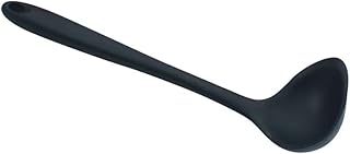 BESTONZON Łyżka do zupy silikonowa łyżka kuchenna z długim uchwytem przybory kuchenne do domu i restauracji (czarna)