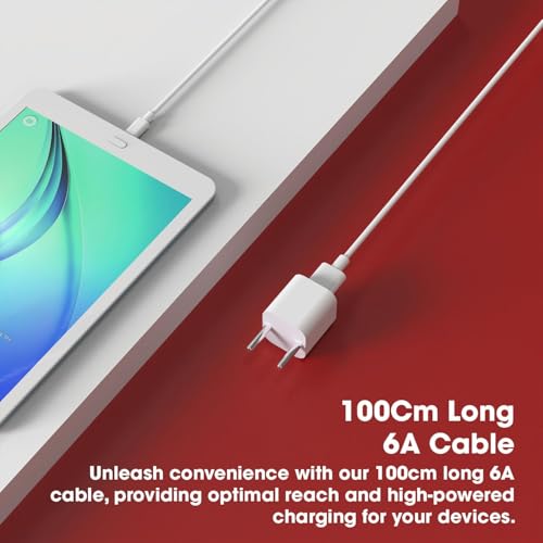 Image of Mi USB to Type C 120W Hypercharge Cable, 6A Fast Charging Cable with Up to 480 Mbps High-Speed Data Transfer & Sync Cord Compatible With All Xiaomi Smartphones and Devices, White (1 Meter)