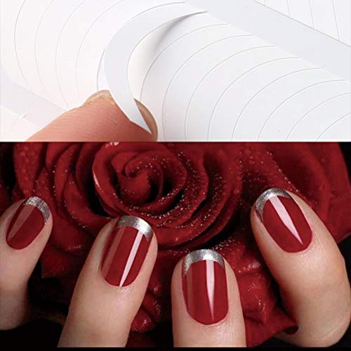 nuoshen 1200 Stücke Selbstklebend French Nail Sticker, 1.7cm Französisch Nagel Aufkleber Schablonen 3D Weiß Linie Nail… – Bild 4