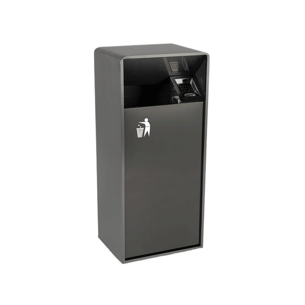 Poubelle extérieure carrée en métal 40L avec double ouverture