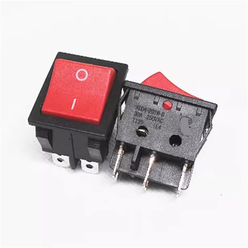Interruptor KCD4 de 6 pines con luz roja ON-OFF de 30A y 250V para panel de 25x31mm