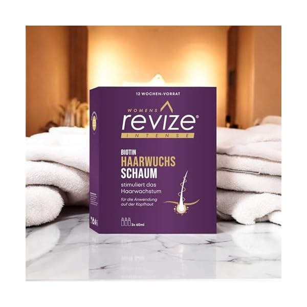 REVIZE Frauen Schaum: Stimuliert das Haarwachstum, für dichteres und volleres Haar, 3-Monatspackung mit Biotin, 3 X 60ml – Bild 4