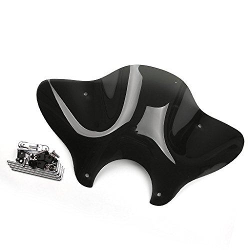 PSLER 7/8 Cruiser Windshield Windscreen with Mounting Kit for Universal Motorcycle (Black)