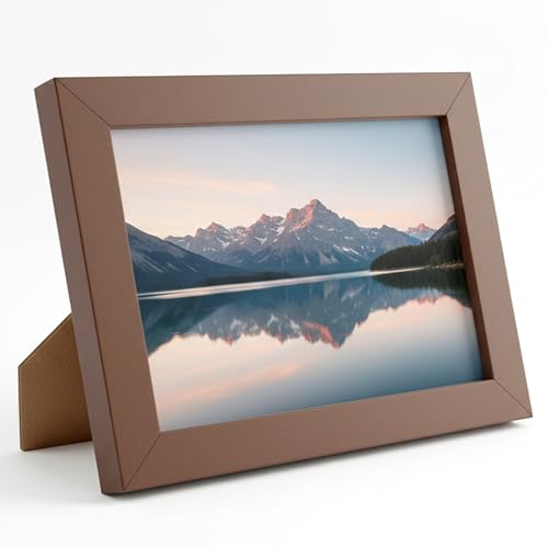 Image of 4x6 Inch Wooden Photo Frame | Fits 4x6 Photos | 0.5 mm Unbreakable Acrylic Front | Wall & Tabletop Display | Lightweight Gallery Style Frame for Home & Office (1, Rich Brown)