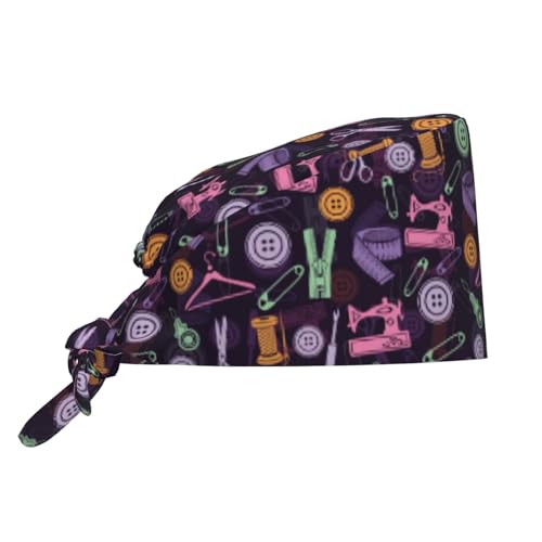 Image of Working Cap Scrub Cap with Sweatband Adjustable Unisex Women Tie Back Hat Nurse Surgical Caps