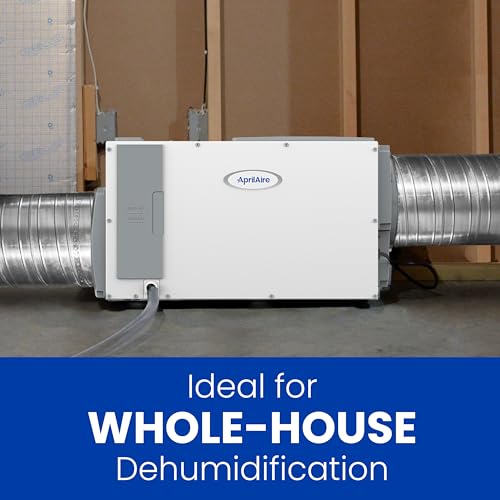 AprilAire E080PZ 80-Pint Dehumidifier — Commercial-Grade Whole-House Dehumidifier for Crawl Space, Basement, or Whole Home up to 4,400 sq. ft., Includes Drain Hose, Condensate Pump, Hanging Kit