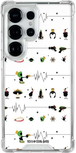Skinit Clear Phone Case Compatible with Galaxy S25 Ultra - Officially Licensed Looney Tunes Marvin The Martian Striped Patches Design
