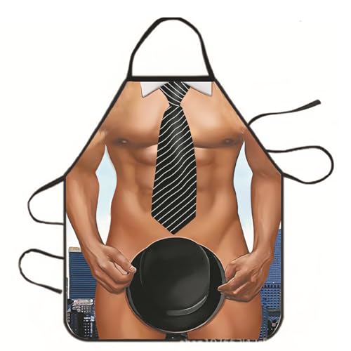 KEMUZ Avental de cozinha para homem divertido - Avental muscular de churrasco, presente original para pais, maridos ou amigos, ajustável, impermeável e respirável (1 unidade)