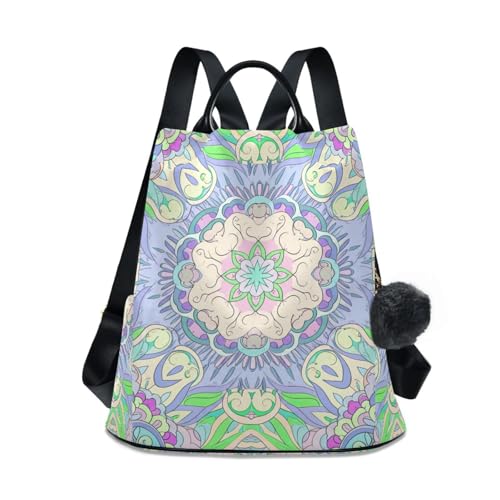 Sac à dos antivol voyage pour femme vert violet style arabesque