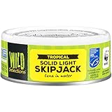WILD SELECTIONS Solid Light Tuna in Water, Canned Tuna Fish, Wild Caught Tuna, High Protein Food, Keto Food and Snacks, Gluten Free Food, High Protein Snacks, 5 Ounce Cans (Pack of 4)