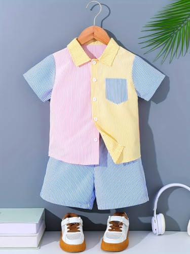 Image of Stylish Boys Co ords Dress Set | Printed Shirts and Shorts for Kids Clothes