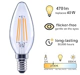 greenandco 10 x żarówka LED | przezroczysta | E14 C35 | 2,2 W 470 lm | zastępuje 40 W | 2700 K ciepła biel | 320° | 230 V | bez migotania | klasa energetyczna A | nie ściemnialna