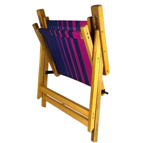 Kit 2 Cadeira De Madeira Dobrável Para Lazer Jardim Praia Piscina Camping Rosa/Marinho - AMZ