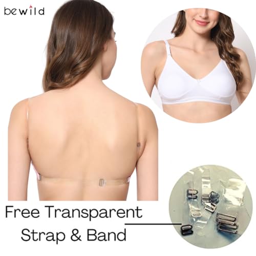 Image of Be-Wild Full Coverage Non Padded Backless Transparent Strap Bra for Women and Girls /Ladies /Black /Cotton /Casual /t-Shirts /Everyday /Regular /Bras