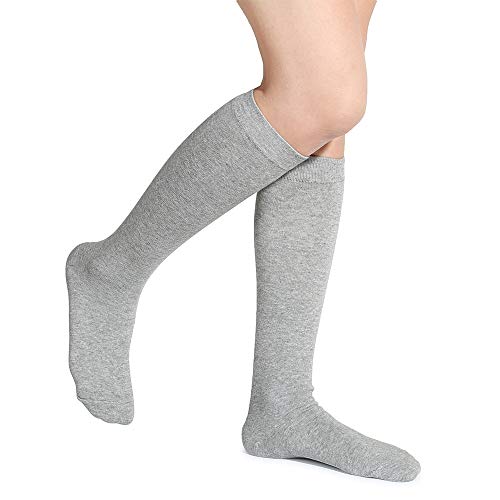 Leotruny 3 Pairs Women's Knee High Socks Cotton Opaque Socks(C03-3 Pairs Gray) #TOP2