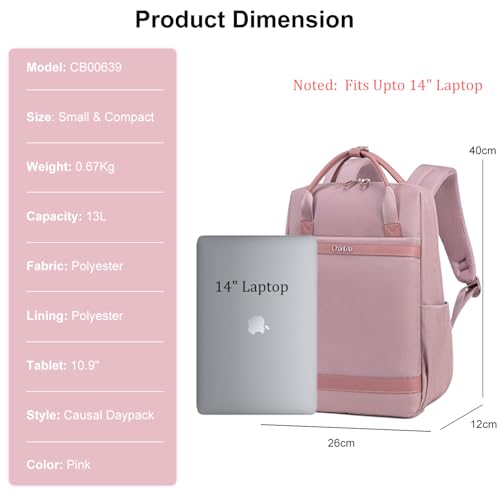 Image of Chantria Slim Backpack for Women Stylish 14-inch Laptop Bag 13L Multi-pocket Water-resistant Daypack with Top Handheld & Luggage Strap,Ladies Backpack for Office Casual College