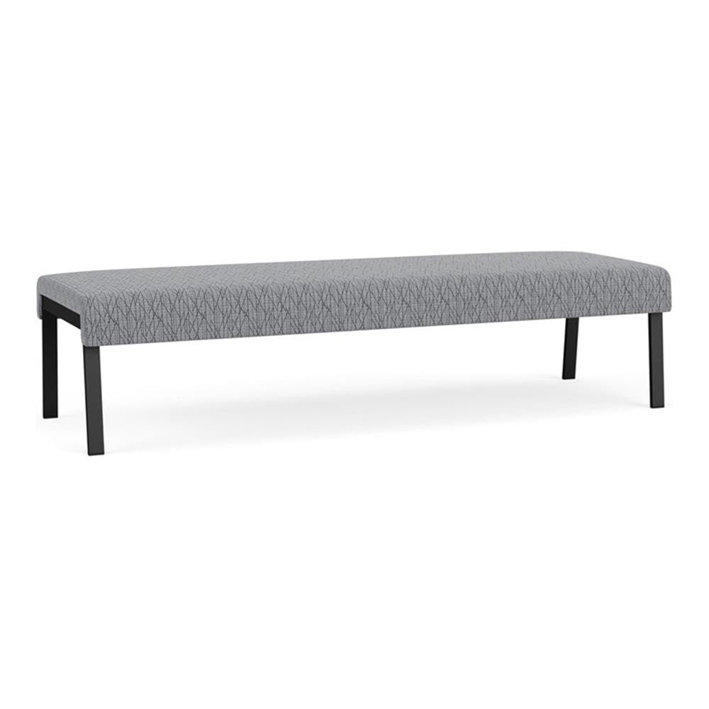 Waterfall 3-Seat Fabric/Metal Waiting Reception Bench in Gray/Black