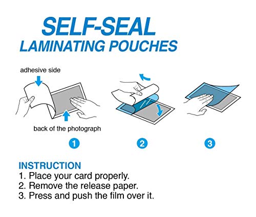 Everest Self Adhesive Laminating Pouches, Self Sealing Pouches For Cards, Waterproof, 2.6 X 3.9 Inches, 30 Sheets,10 Mil Thick, Gloss Finish Business Card, No Laminating Machine Needed #TOP5